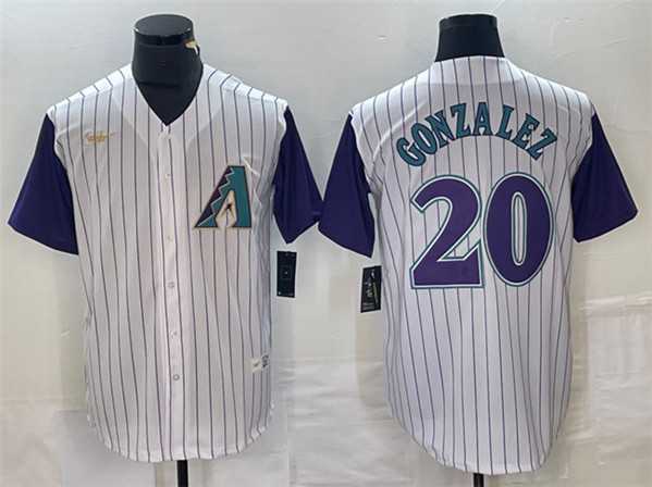 Mens Arizona Diamondbacks #20 Luis Gonzalez White Throwback Cool Base Stitched Baseball Jersey->arizona diamondbacks->MLB Jersey